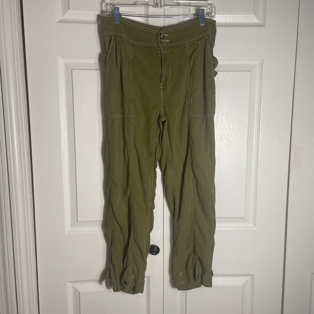 Anthropologie Jackson Tapered Utility Pants Women US 8 Olive Green‎ Lightweight